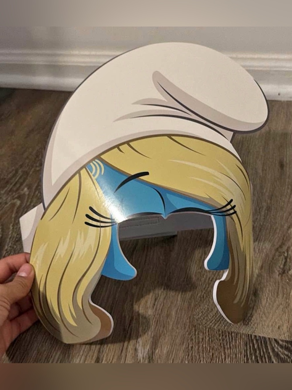 Smurfette Costume Mask Cutout - Blue, Blonde, White